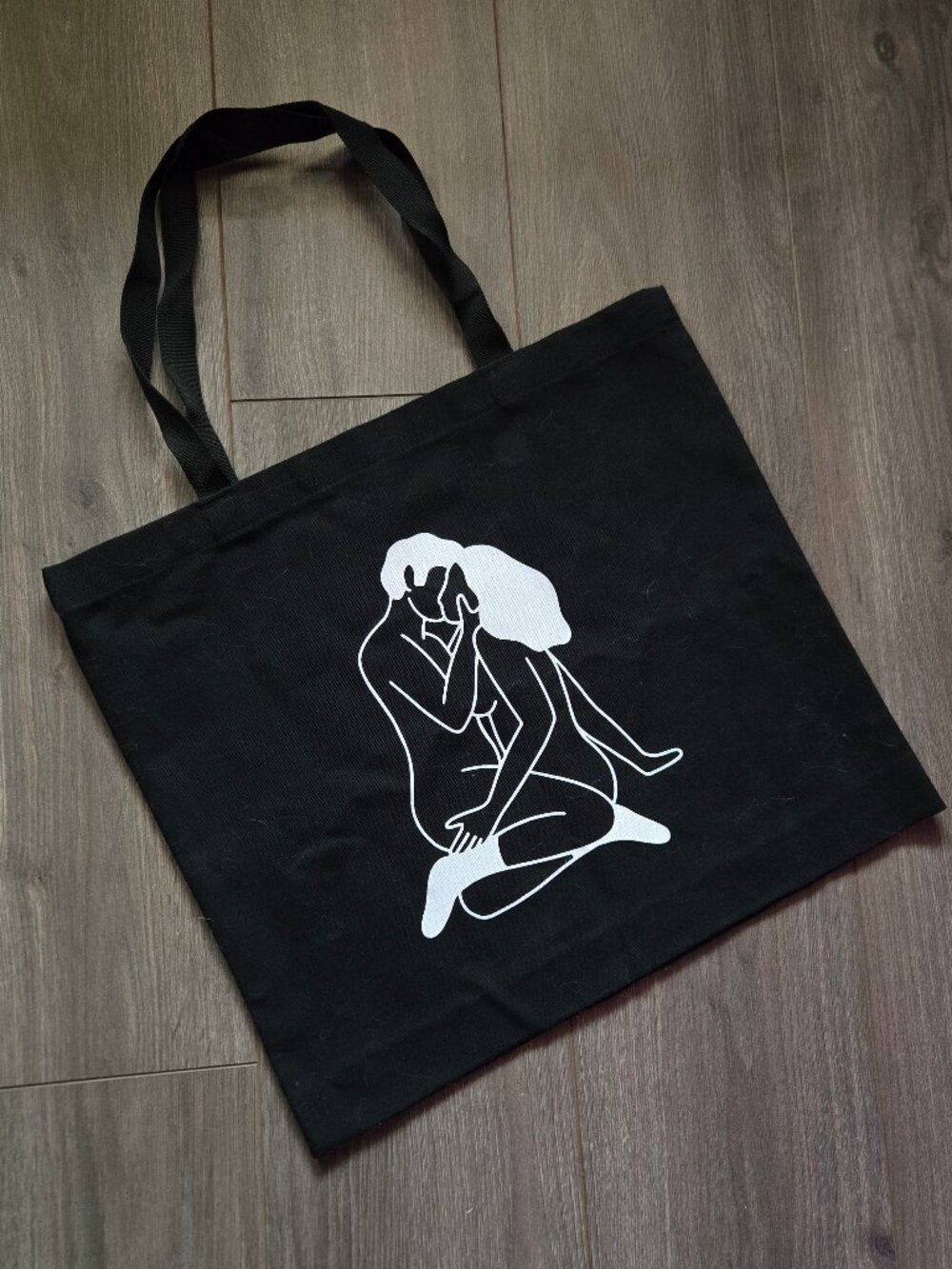 Lovers • 14" Screen Printed Black Tote Bag